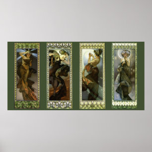 Moon and Stars by Alphonse Mucha Poster