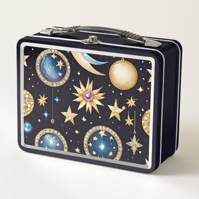 Moon And Stars Celestial   Metal Lunch Box (Front)