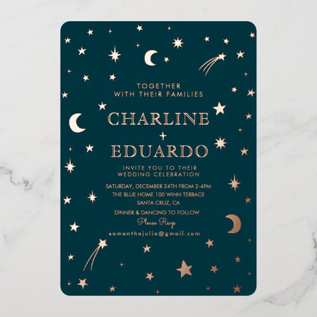 Moon and Stars  Celestial Starsign Golden Wedding (Front)