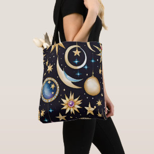 Moon And Stars Celestial Tote Bag