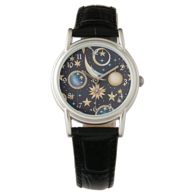 Moon And Stars Celestial   Watch (Front)