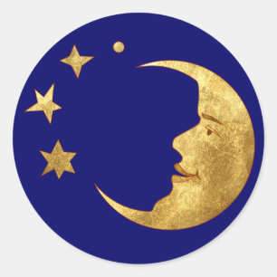 Moon and Stars Classic Round Sticker