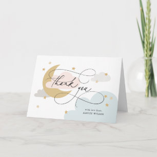 Moon and Stars Colourful Script Baby Shower Thank You Card