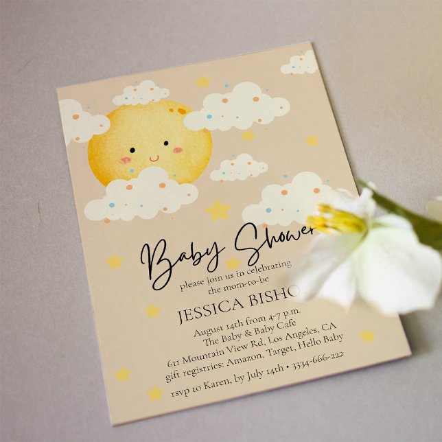 Moon and Stars Cream Baby Shower Invitation (Creator Uploaded)