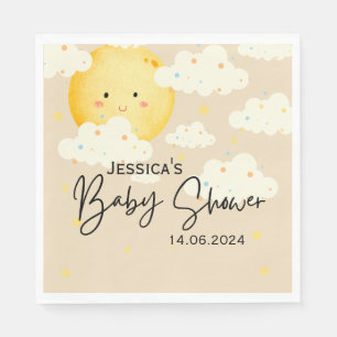 Moon and Stars Cream Baby Shower Napkin