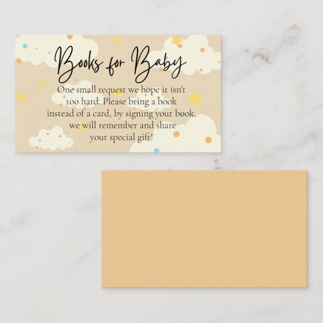 Moon and Stars Cream Books For Baby Enclosure Card (Front/Back)