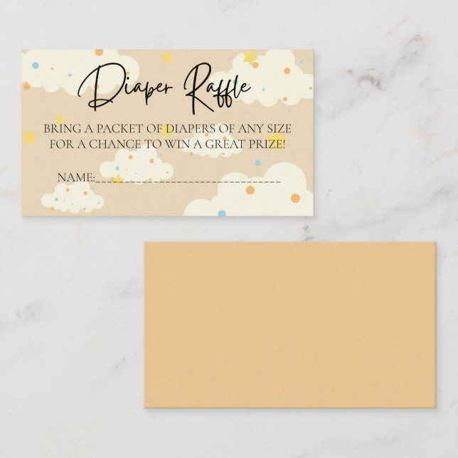 Moon and Stars Cream Diaper Raffle Enclosure Card (Front/Back)