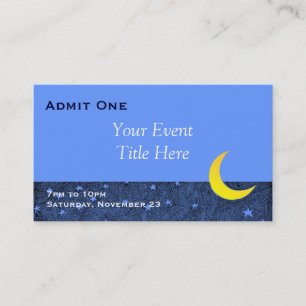 Moon and Stars Custom Event Ticket Business Card