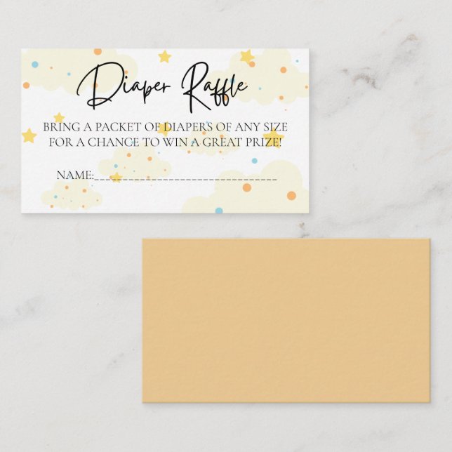 Moon and Stars Diaper Raffle Enclosure Card (Front/Back)