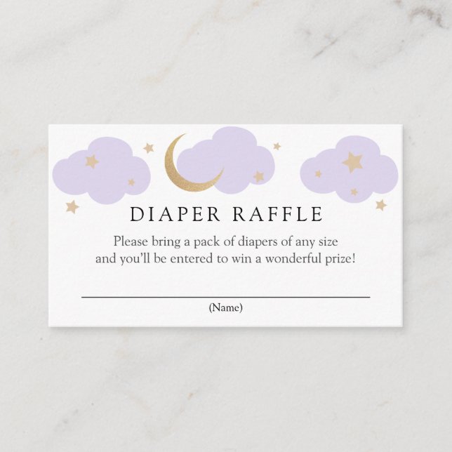 Moon and Stars Diaper Raffle insert card (Front)