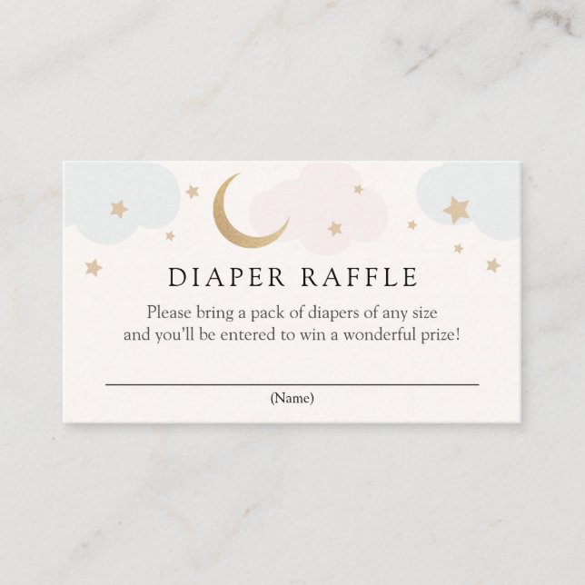 Moon and Stars Diaper Raffle insert card (Front)