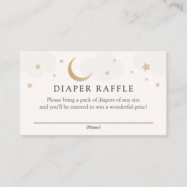 Moon and Stars Diaper Raffle insert card (Front)