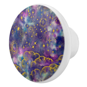 "Moon and Stars" Drawer Knob Pull (Gold-Etc)
