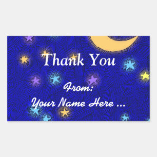 Moon and Stars Etching Custom Thank You Sticker