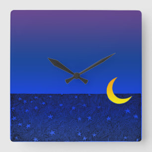 Moon and Stars Evening Wall Clock