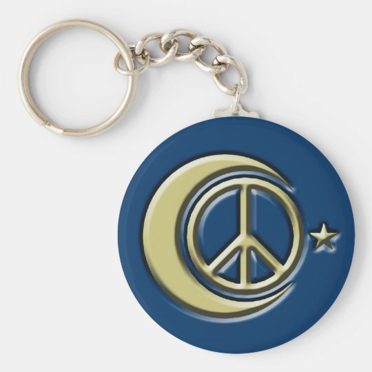 Moon and Stars for Peace Basic Round Button Key Ring