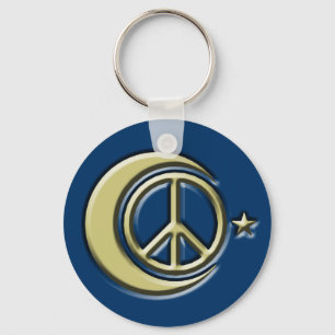 Moon and Stars for Peace Key Ring