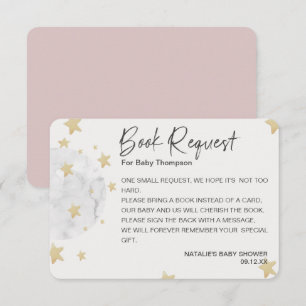 Moon and Stars Girl Pink Baby Shower Book Request Enclosure Card
