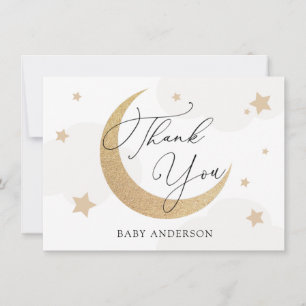 Moon and Stars Gray Clouds Baby Shower Thank You