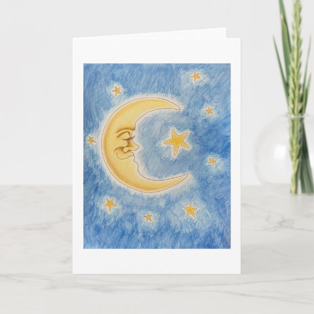 Moon and Stars greeting card (Front)