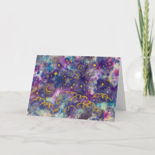 "Moon and Stars" Greeting Card (Gold-Etc)