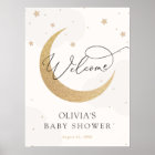 Moon and Stars Grey Baby Shower Welcome Sign