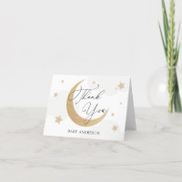 Moon and Stars Grey Clouds Baby Shower Thank You