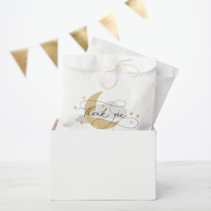 Moon and Stars Grey Script Baby Shower Thank You Favour Bags