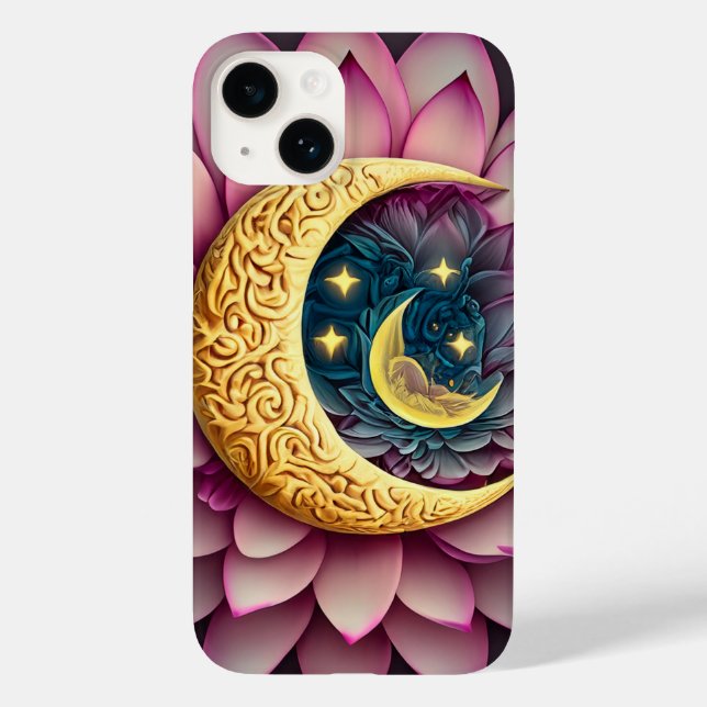 Moon and Stars Lotus Flower Enlightenment Creation Case-Mate iPhone Case (Back)