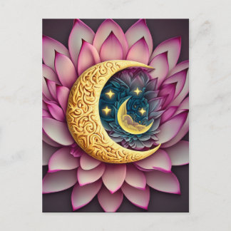 Moon and Stars Lotus Flower Enlightenment Creation Postcard