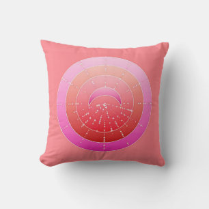 Moon and Stars Mandala - Coral Pink and Orchid Cushion
