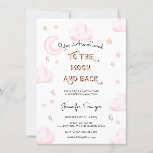 Moon and Stars   Modern Watercolor Baby Shower  Invitation