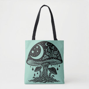 Moon and Stars Mushroom Tote Bag