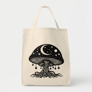 Moon and Stars Mushroom  Tote Bag