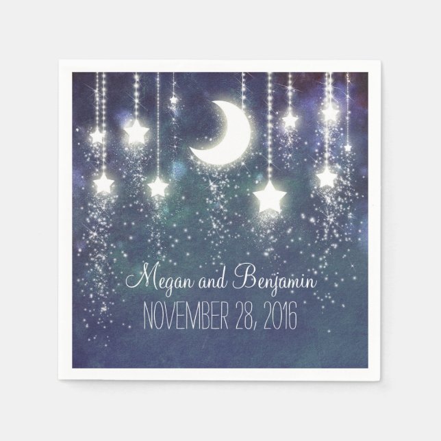 moon and stars navy enchanted romantic napkin (Front)