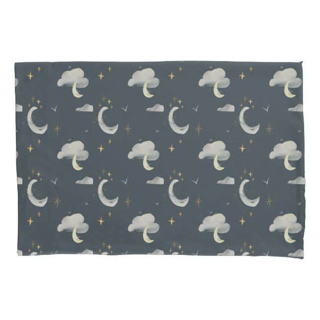 moon and stars night sky pillow case (Front)