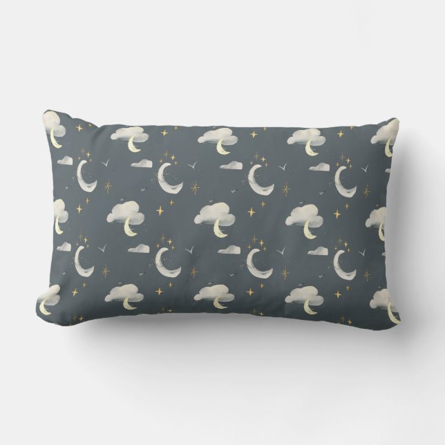 moon and stars night sky two tone lumbar cushion (Front)
