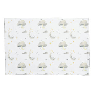 moon and stars night sky two tone pillow case