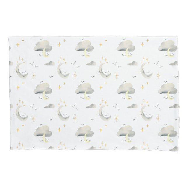 moon and stars night sky two tone pillow case (Front)
