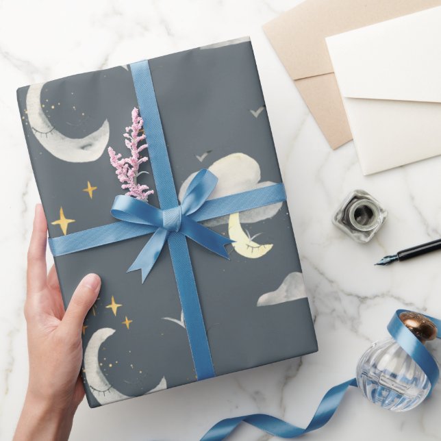 Moon And Stars Night Sky Wrapping Paper (Gifting)