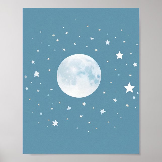 Moon and Stars Nursery Decor Poster (Front)