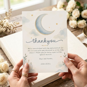 Moon and Stars Over the moon Baby Shower Thankyou Invitation