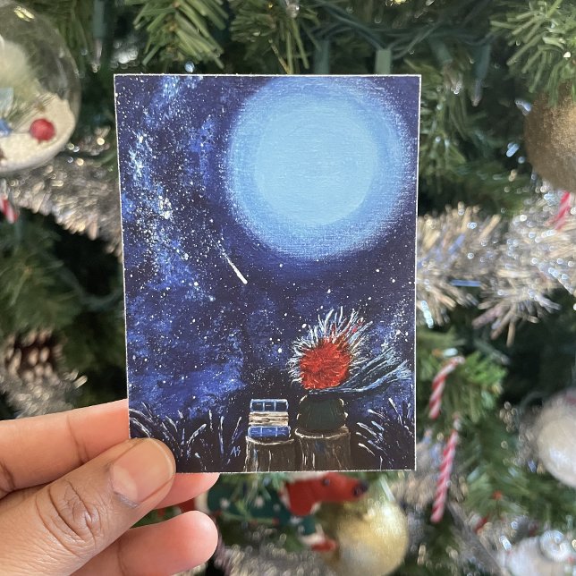 Moon and Stars Painting Navy Blue Reading Fine Art Poster (Creator Uploaded)