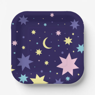 Moon and stars. paper plate