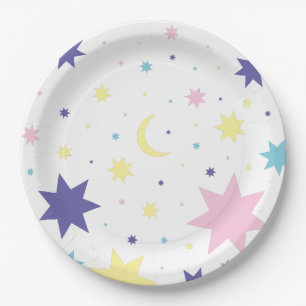 Moon and stars. paper plate