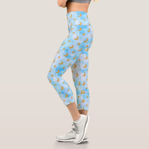 Moon and Stars Pattern Capri Leggings