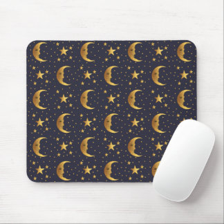 Moon and Stars Pattern Mouse Mat
