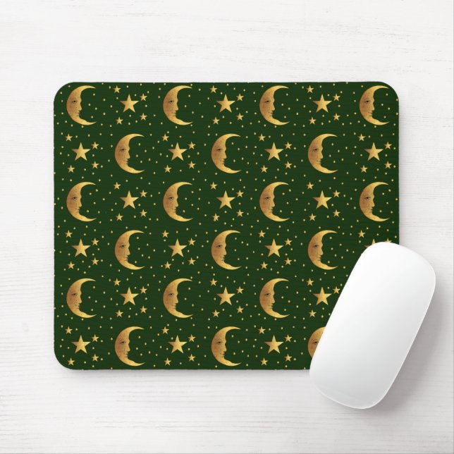 Moon and Stars Pattern Mouse Mat (With Mouse)