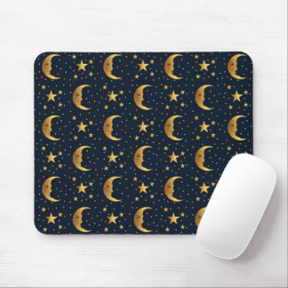 Moon and Stars Pattern Mouse Mat