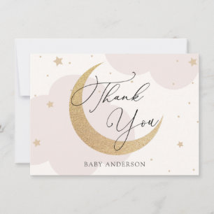 Moon and Stars Pink and Gold Baby Shower Thank You